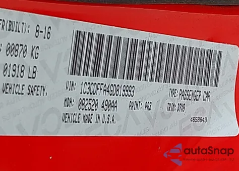 2016 Dodge Dart Sxt Sport Blacktop from USA, damaged, VIN 1C3CDFFA4GD819993